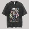 Japan Klassisch Anime Code Geass Vintage Gewaschen Grafikdruck T-Shirt Übergroß Harajuku Lässig Damen Herren Baumwolle T-Shirt Sommer Neue Oberteile