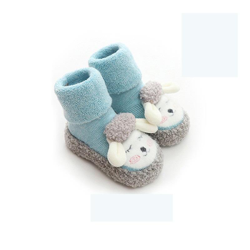 Șosete pentru bebeluși Șosete groase și pufoase de bumbac de toamnă și iarnă, cu talpă groasă, pantofi calduroși de casă, decorați cu animale de desene animate, șosete pentru bebeluși