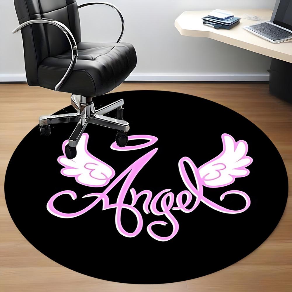 1pc Angel WingsChair Carpet for Office, Indoor Non-Slip Washable Polyester Fiber Carpet, Mat For Office, Machine Washable