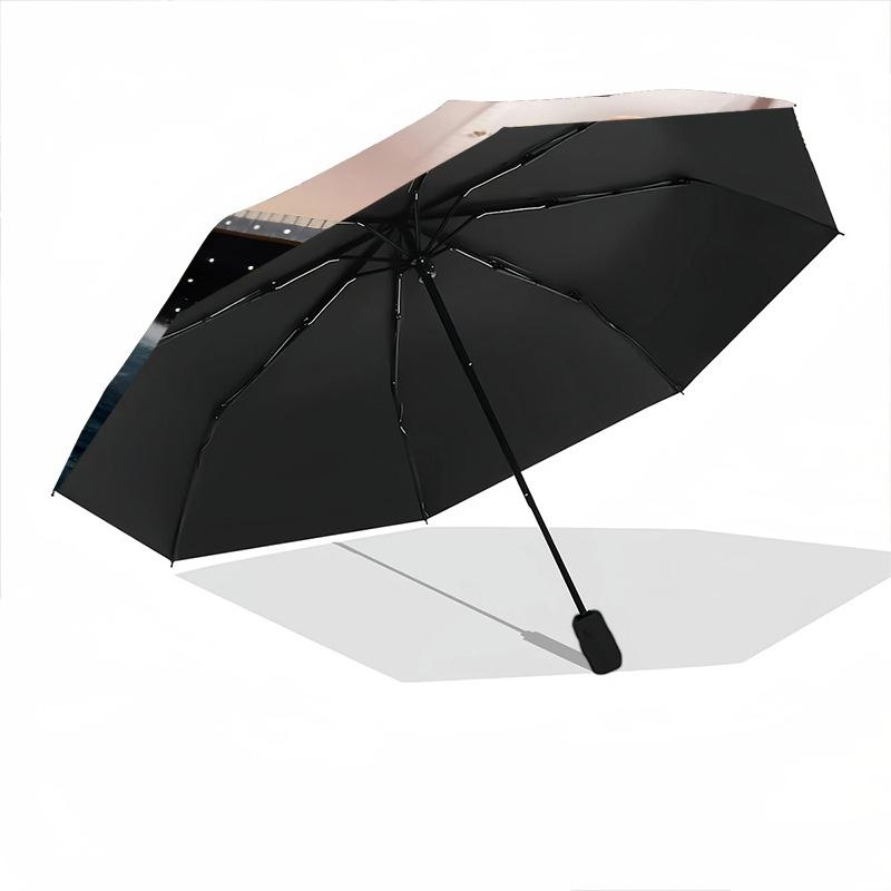1 PC Automatic Folding Umbrella - Titanic Pattern Portable Foldable Design With 8 Ribs Christmas Birthday Gifts