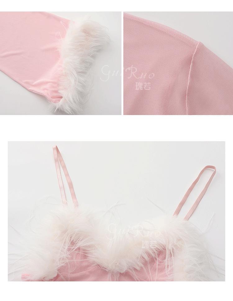 DZ Wunderschönes Übergrößen-Netz-Cami-Nachthemd- & Morgenmantel-Set 4434