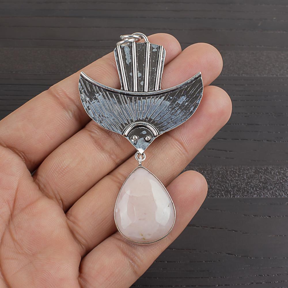 

Natural Pink opal Gemstone 925 Sterling Silver Jewelry Designer Pendant 2.94 AJP-2106