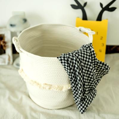 1 unidad Cesta de almacenamiento tejida Cuerda de algodón Cesta decorativa para pañales, mantas, revistas y llaves, Decoración de guardería - Contenedores de almacenamiento para el hogar