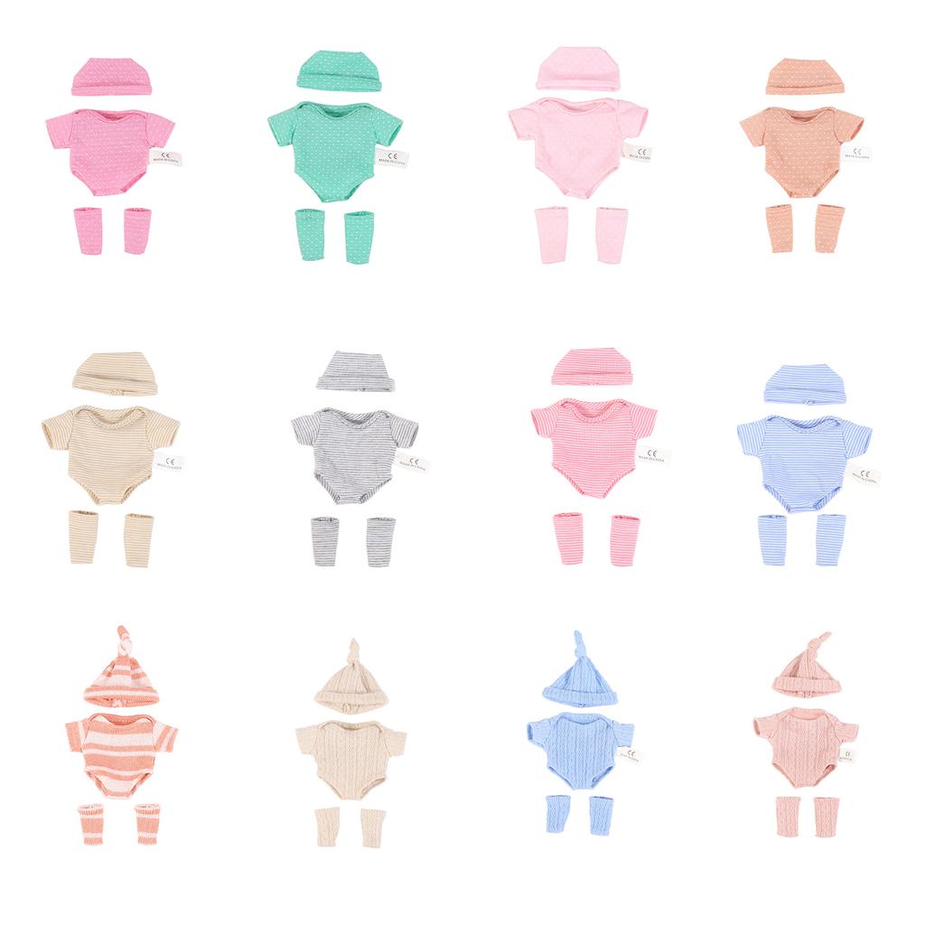 Baby Doll Hat&Rompers&Leg Warmer Set Girl Doll 7.87 Inch Matching Clothes Sweet Style Cute Costume Set for Children