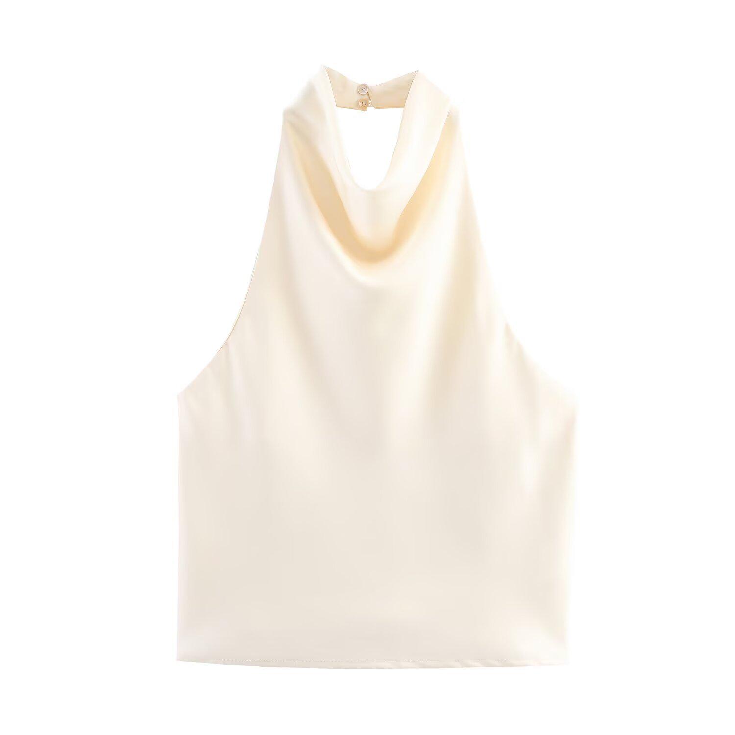 

European and American Women s Silk Satin Halter Top - INS Fashion Trend L