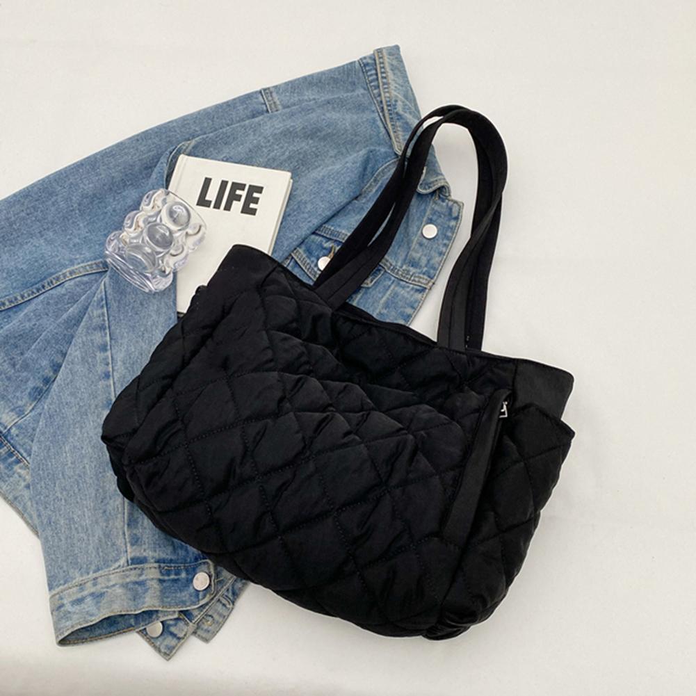 Women Padded Hobo Handbag Casual Crossbody Bag Adjustable Strap Diamond Quilted Tote Bag Padding Shoulder Bag Slouchy Travel Bag