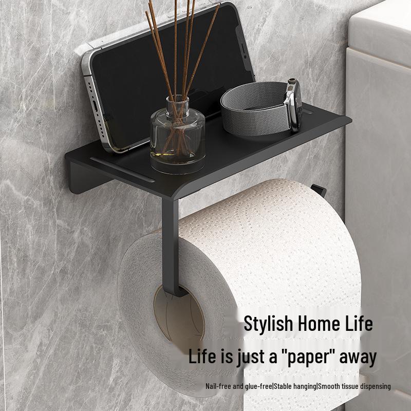 Wall-Mounted Toilet Paper & Tissue Box Storage Rack