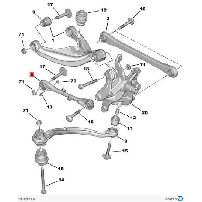 5175CF 517847 5175FA For Peugeot 407 508 Citroen C5 C6 Rear suspension trailing arm rear axle straight arm