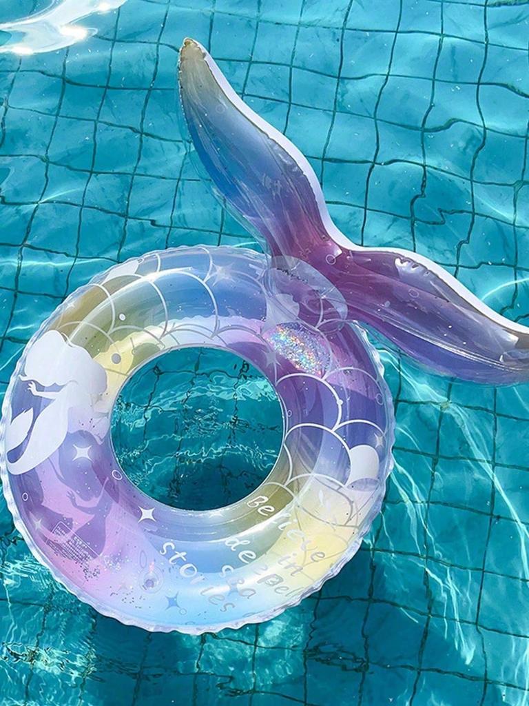 1Pcs Mermaid Underarm Swimming Ring, Transparent Thickened Glitter Buoyancy Swimming Ring