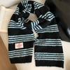 Korean High End Striped Wool Scarf for Women in Winter New Warm and Cold Proof Neck Shawl Knitted Scarf
