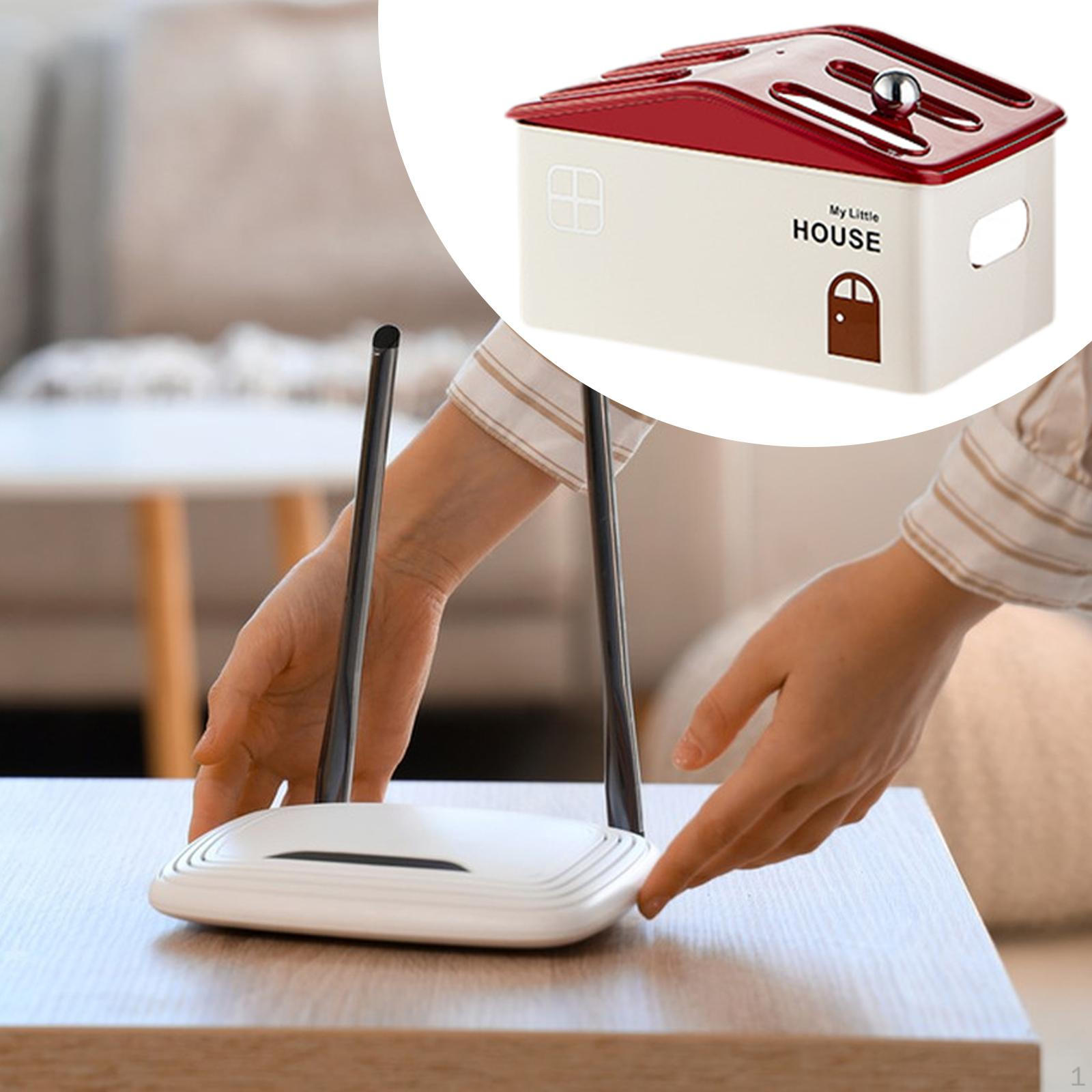 

Router Storage Box Cable Management Modern Desktop Power Strip Hider Organizer Shelf for Single Layer