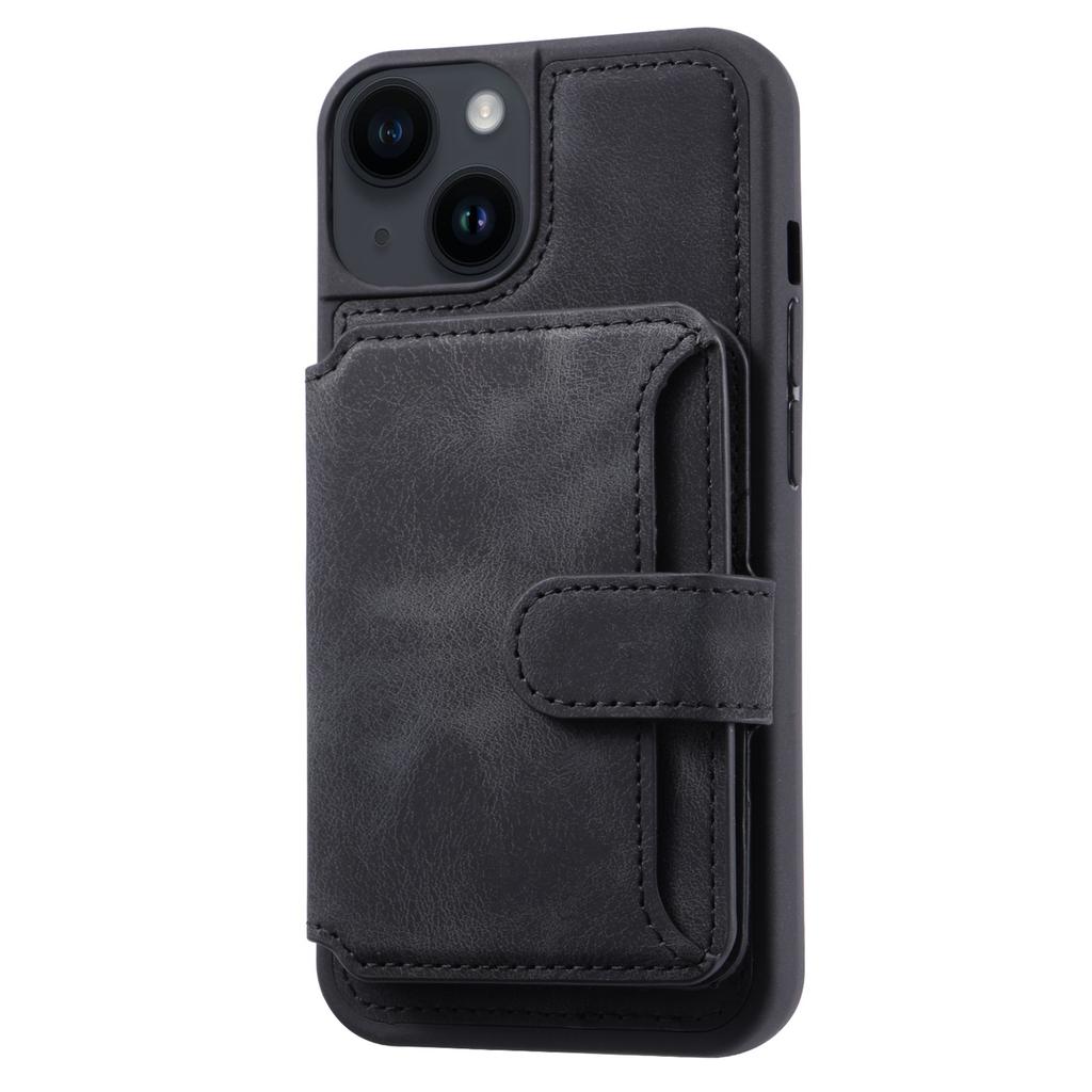 RFID Blocking Phone Case for iPhone 13,Wallet Kickstand Leather Coated TPU Back Cover