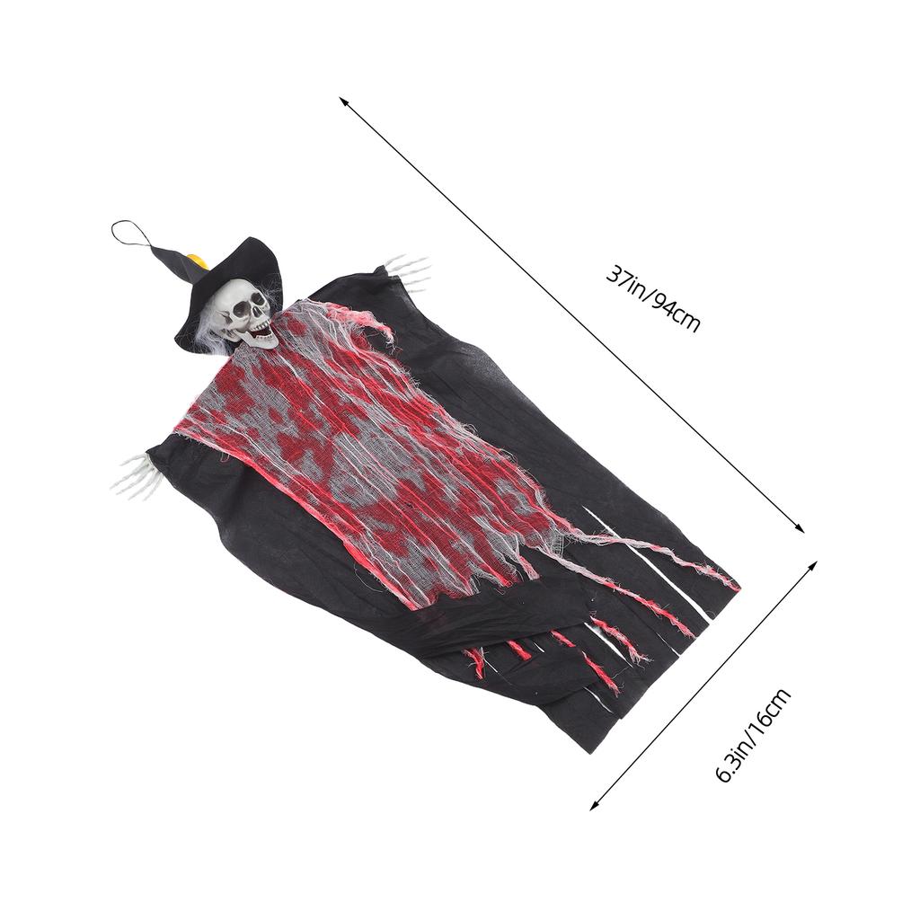 Halloween Hanging Skull Ghost Decoration Adjustable Pose with Flowing Robe for Haunted Houses Garden Party