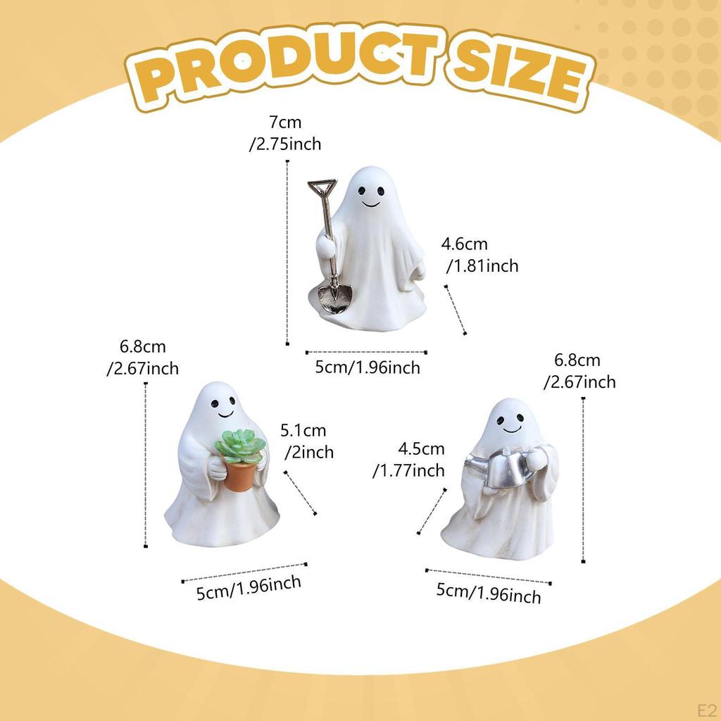 3Pcs Resin Figurines Decorations Ornaments Garden Statue Small Sculpture for Desk Bookshelf Home