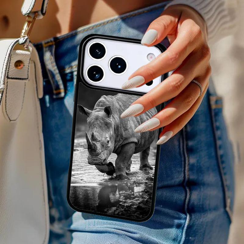 Animal Rhino Phone Case For iPhone 17 Air 14 15 13 12 Max Cover For Apple 14 15 16 16e 11 Pro Max Plus Coque