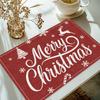 Christmas Linen Placemat Table Coffee Mat Red Nose Reindeer Snowflake Merry Xmas HO! Holly Leaf Ball Plaid Decorative Coasters
