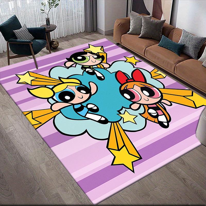 The Powerpuff Girls anti-slip rug, rectangular carpet for living room, bedroom and sofa area