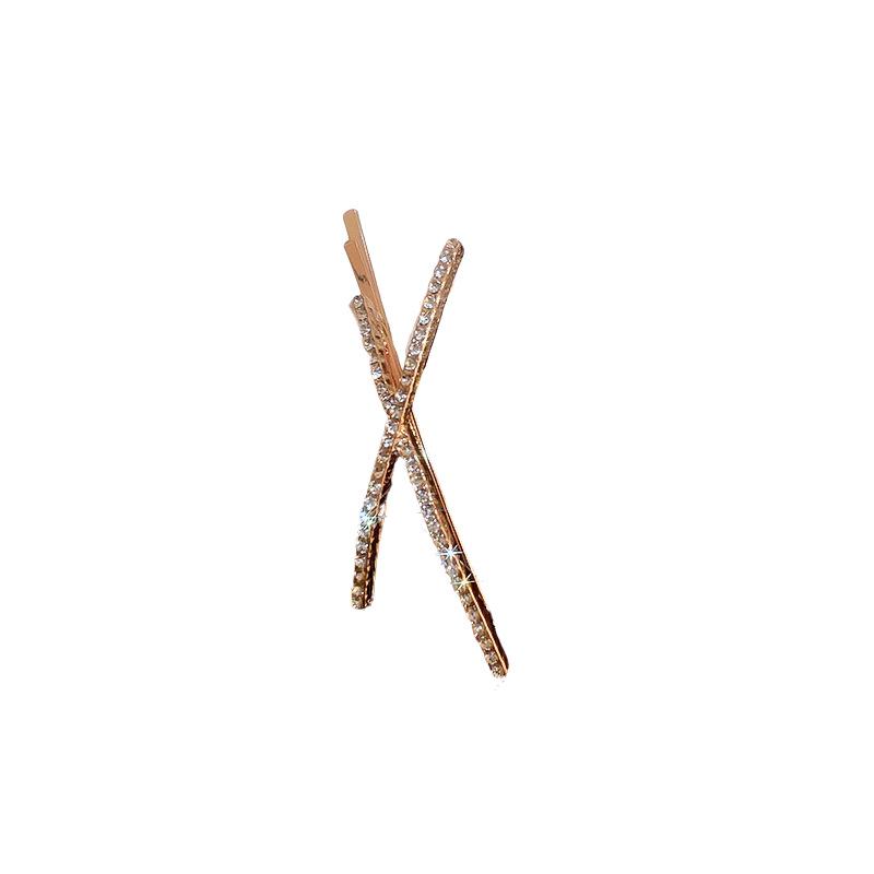 Dongdaemun Rhinestone Cross Hair Clip - Sweet & Simple Accessory for Bangs