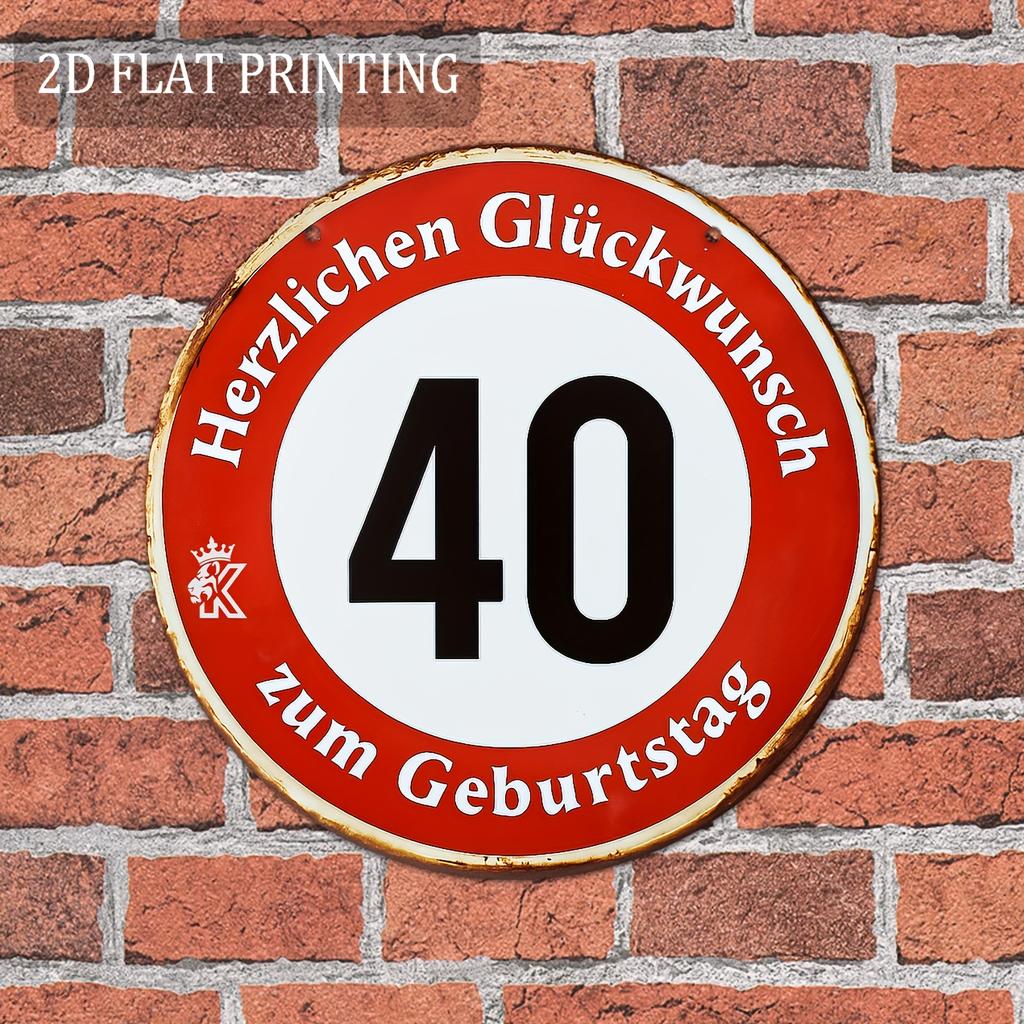 D Flat Printing pc Congratulations on Your Th Birthday Round Metal Sign German Quote Wall Decor Birthday Party