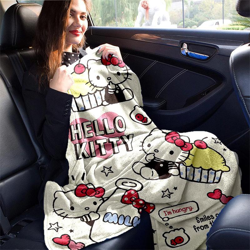 1pc Dessert Design Hello Kitty Blanket, Home Decor, Gift Idea, Suitable for All Seasons,Living Room, Travel, Camping, Car Blankets, Beach, Office Naps