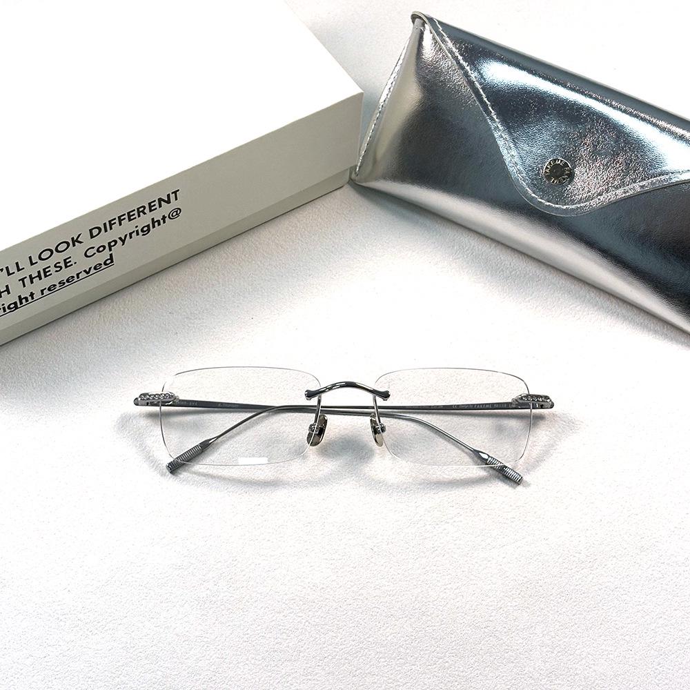 Без ободковая оправа для очков из чистого титана - Ультралегкая, Стильный, Элегантный дизайн для естественного вида серебряный