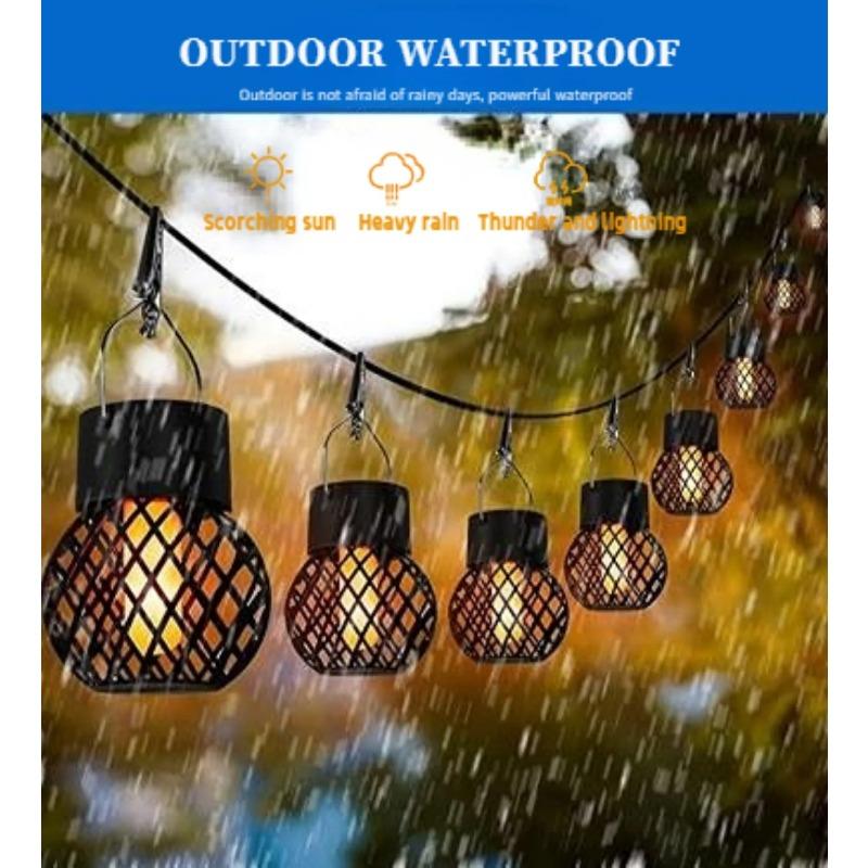 Solar LED Outdoor Flame Effect Hanging Lantern Out Waterproof Garden Decoration Lamp Solar Fairy Light For Patio Garden Yard