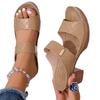 Plus-size Shoes High Heels One-shoulder Slippers New Fish-mouth Thick-heeled Flip-flops