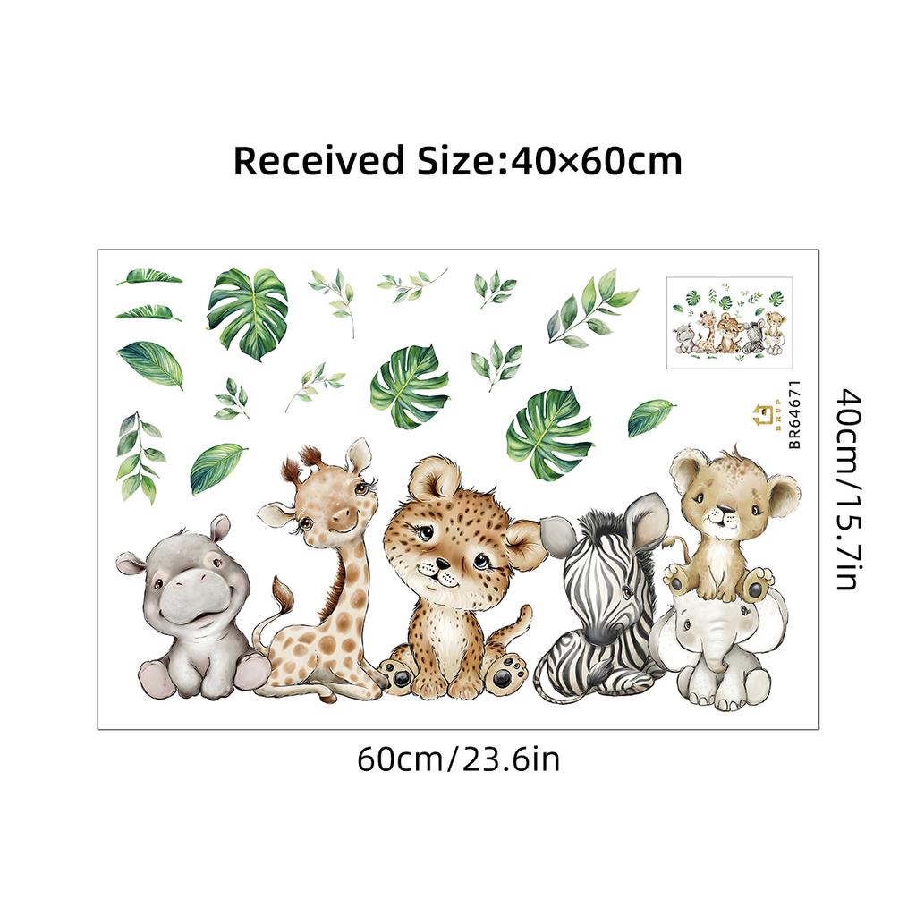1PC Cartoon Cute Hippo Tiger Elephant Deer Tree Animal Wall Stickers For Bedroom Living Room Nursery Decoration Wall Decals