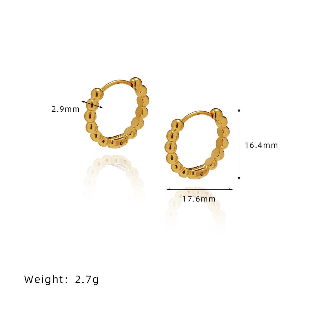 French Retro INS Style Commuting Earrings: Gold & Silver Titanium Steel with Small Round Beads