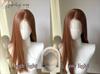 Ashely Caramel Orange Brown 13*4 Lace Front Wig for Woman Red Brown Long Straight Hair Wig High Quality Synthetic Lace Wigs