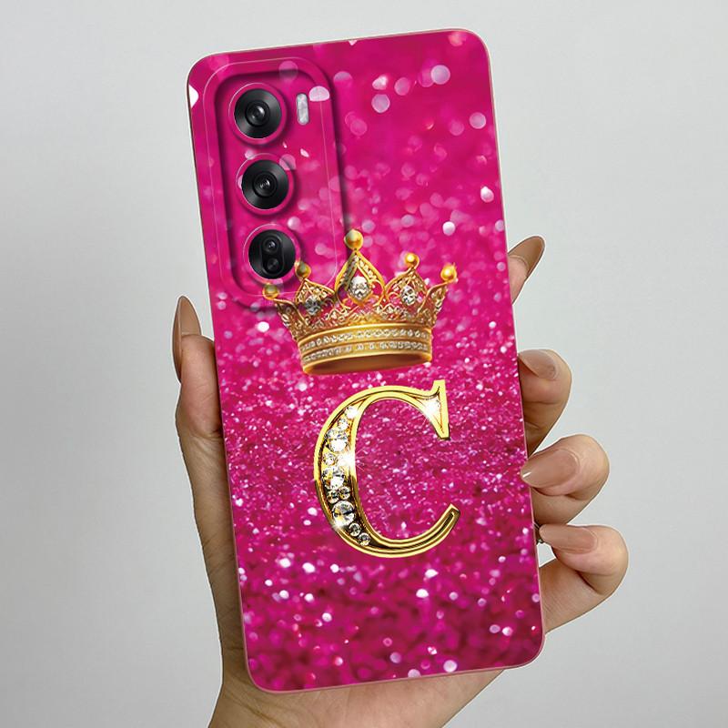 For OPPO Reno 12 Pro 5G Case Crown Letters Liquid Silicone Phone Cover For OPPO Reno12 Reno 12 12Pro Coque CPH2625 CPH2629 Funda