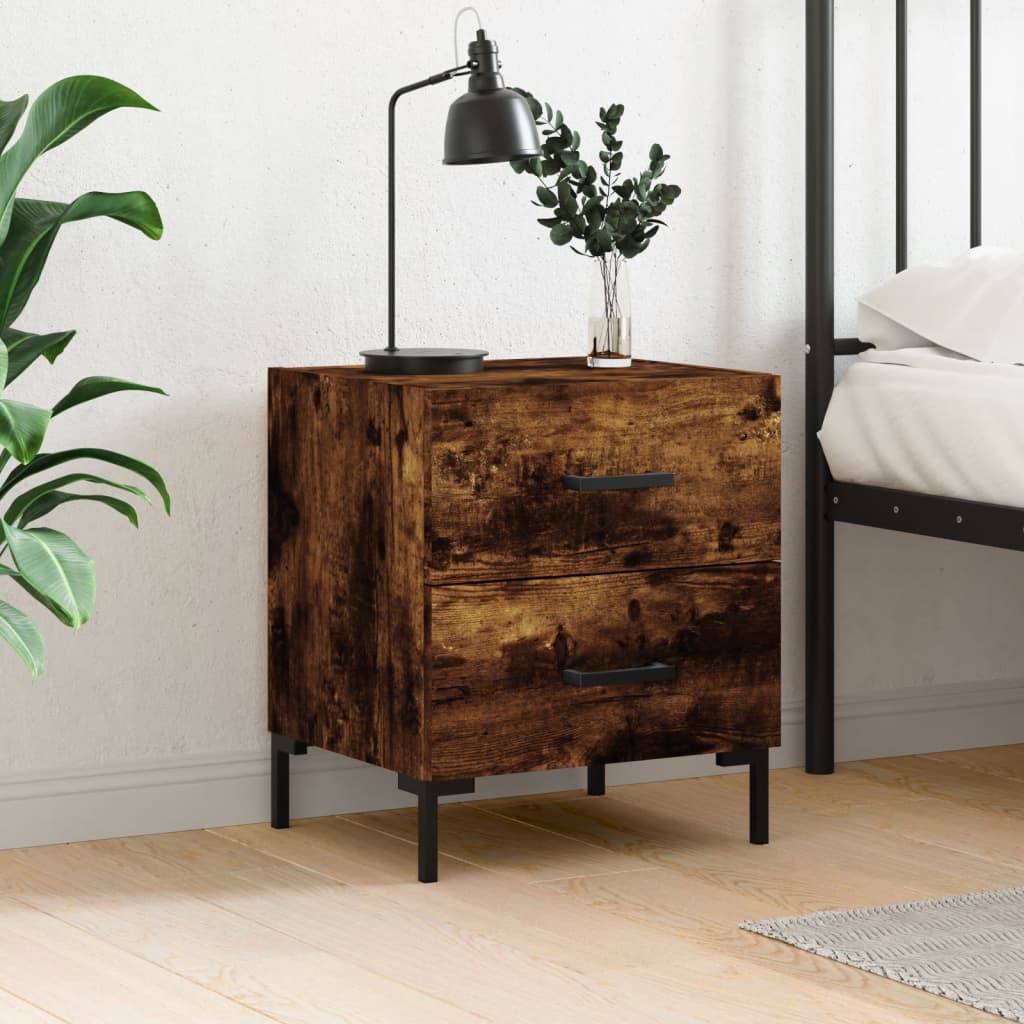 Nightstand Smoked Oak 40x35x47.5 cm Engineered Wood
