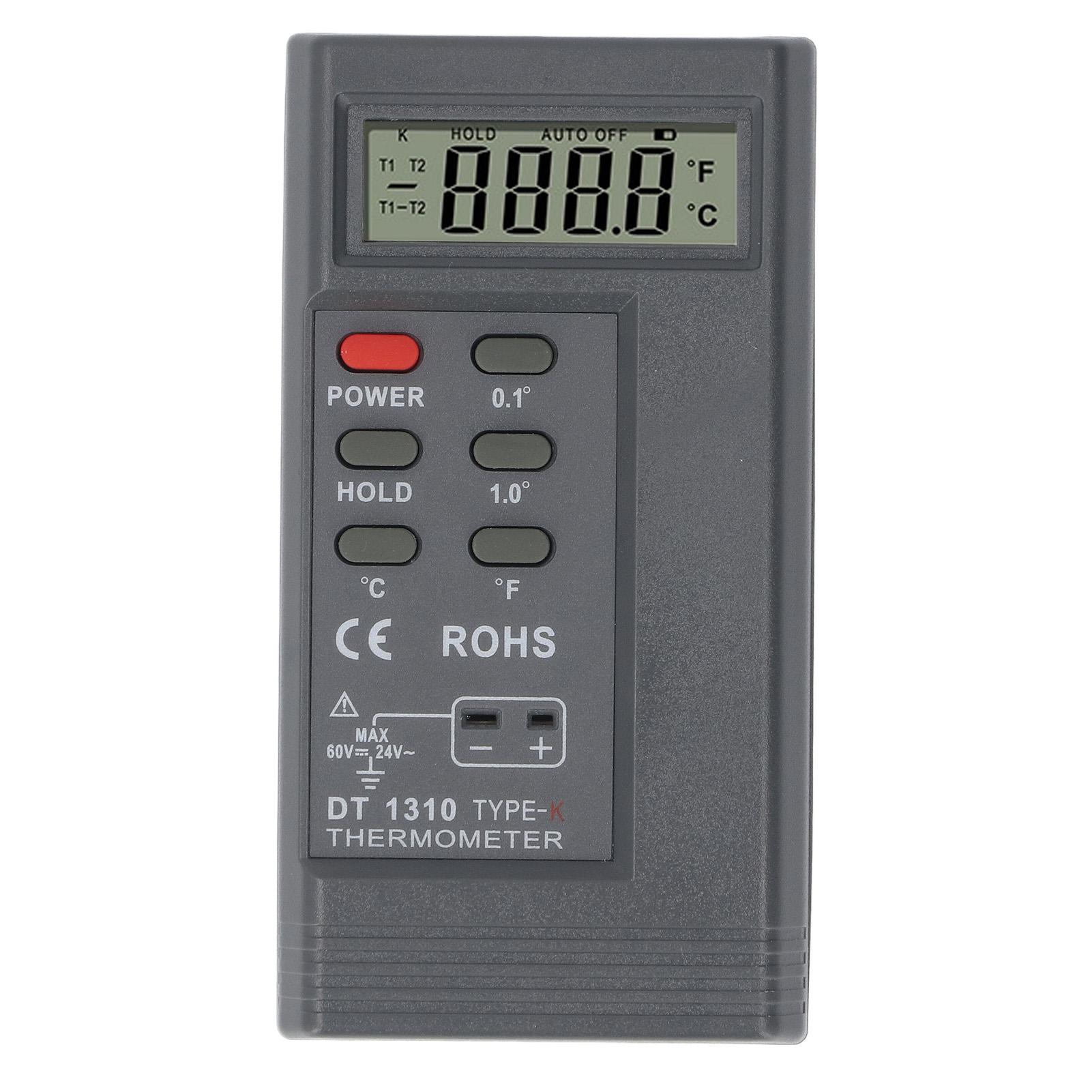 

Термометр с термопарой типа K DT1310 от 200 градусов Цельсия до 1370 градусов Цельсия от 328 градусов Фаренгейта до 2480 градусов Фаренгейта Одинарный