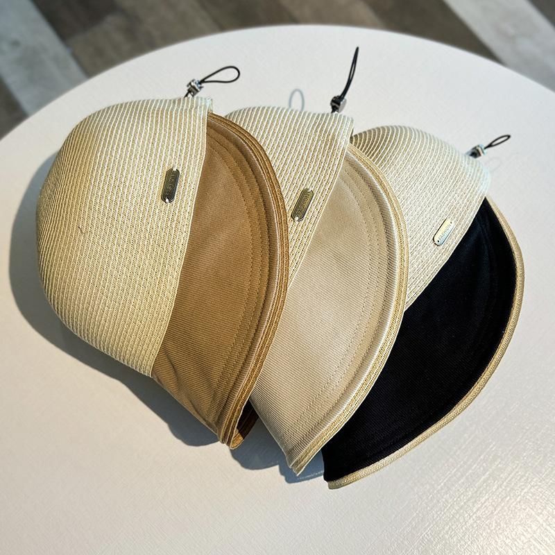 Sunscreen hat women's new straw duck tongue bucket hat showing face small outdoor face visor sun hat women's