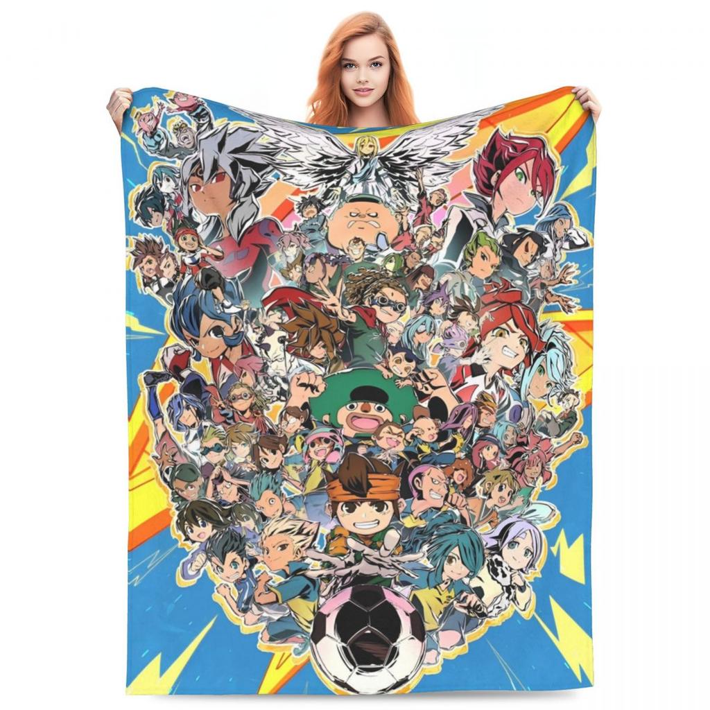 Inazuma Eleven Cartoon Anime Fleece Throw Blankets RPG Football Game Blankets Home Couch Super Soft Bedspread Quilt Breathable