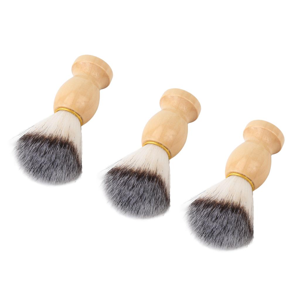 3pcs Men Beard Cleansing Brush Soft Hair Wooden Handle Rich Foam Beard Grooming Brush for Daily Use