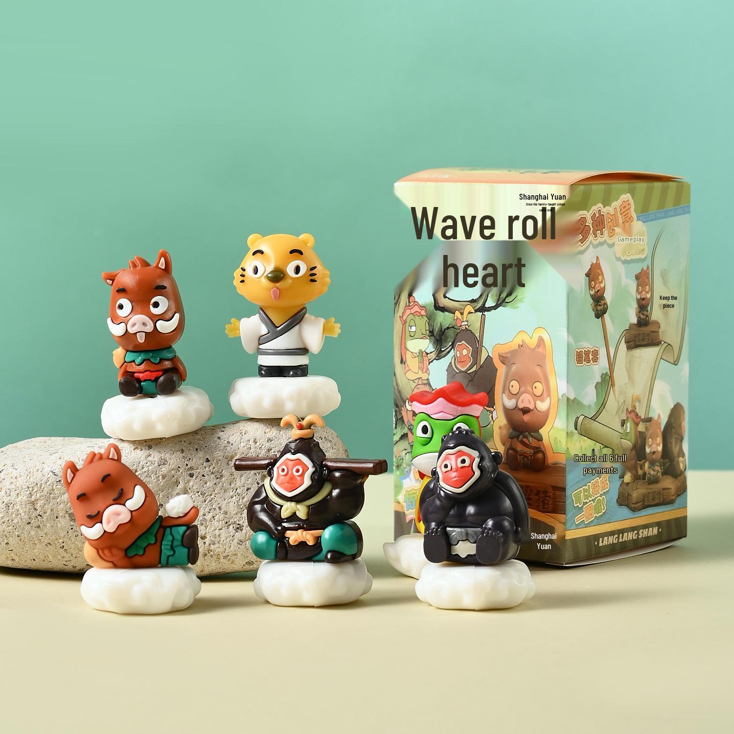 

Stump Style Little Pig Monster Desktop Figurine - Wave Mountain Rocking Toy Car Decoration Blind Box