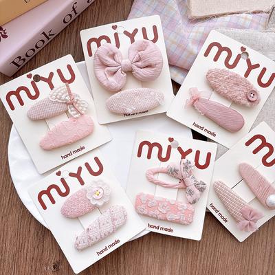 Koreanische Version Rosa Stoffschleife Kinder Bb Clip Pony Haarspange Mädchen Süße Koreanische Haarspange Haarschmuck