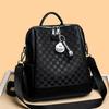 New Embossed Chessboard Plaid Backpack for Women's Bag Genuine Leather Texture Send Pendant Multi-functional Ins Backpack Trendy