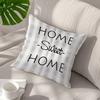Sweet Home Grid Illustration Pillowcase Bedroom Sofa Cushion Cover 100%Polyester Living Room Cushion Pillowcase Home Decor