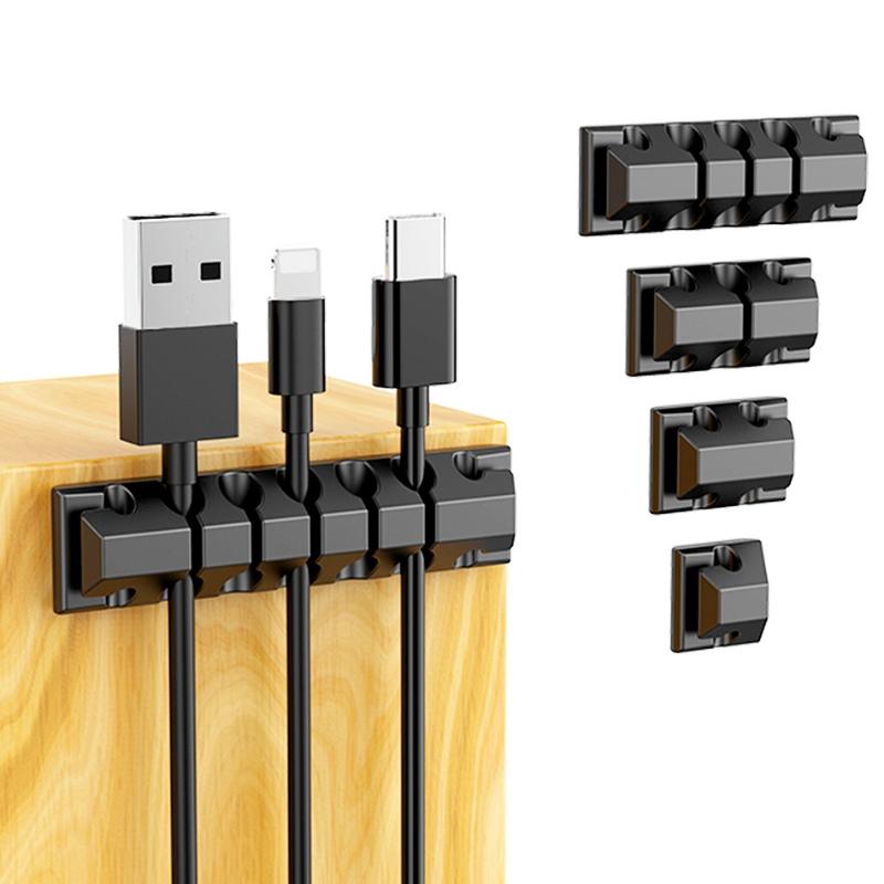 5Pcs Waterproof Silicone Cable Organizer Porous USB Data Cord Winder Holder for Office Travel Car Use