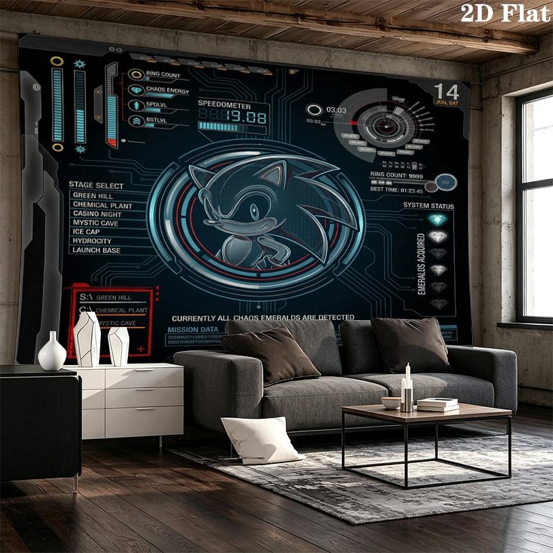 Sonic Hedgehog Wall Tapestry Aesthetic Wall Hanging Printed Fabric Blanket Decorative Tapestries For Bedroom Living Room Home Decor