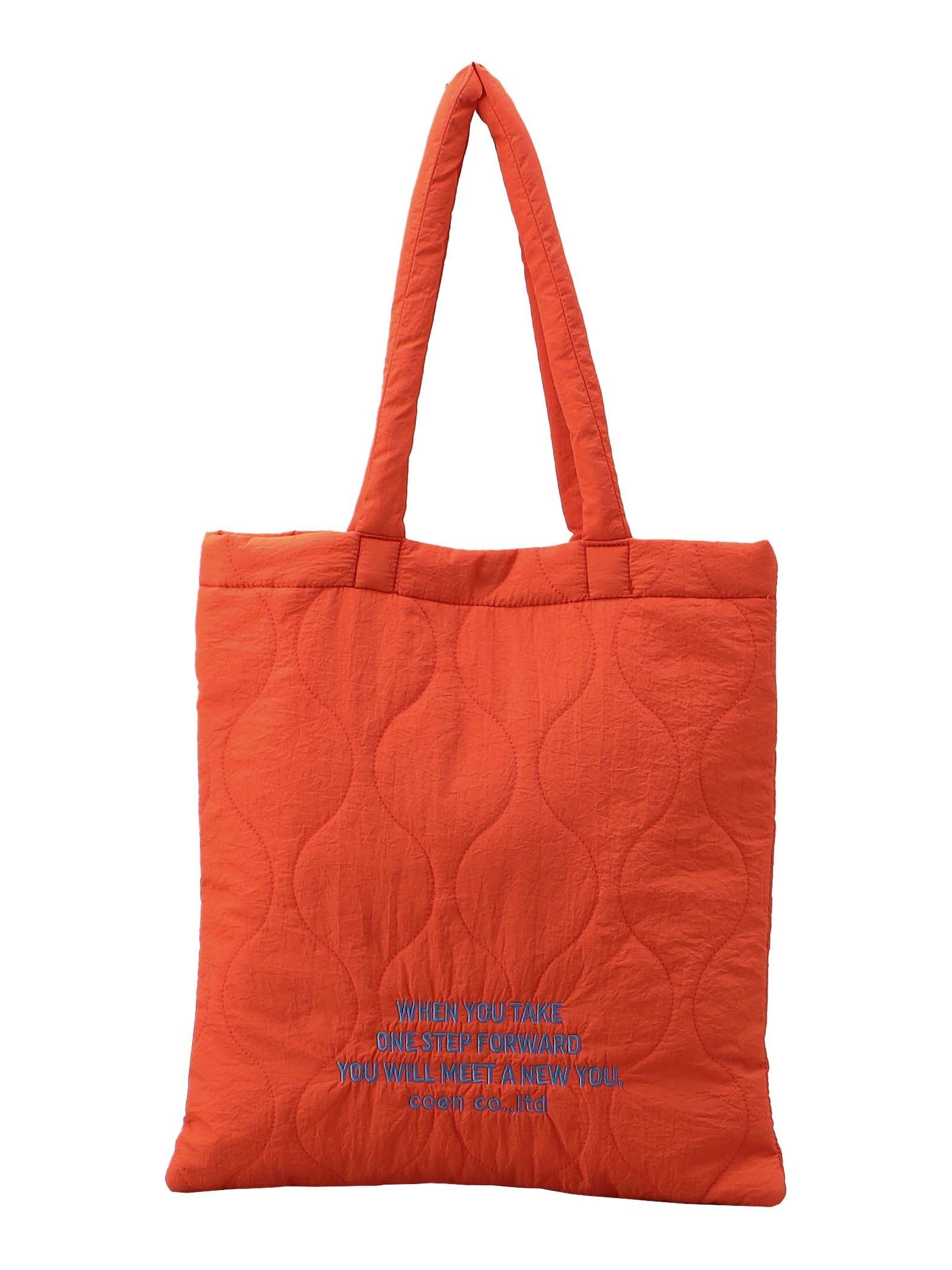 

Logo Embroidered Quilted Tote Bag 76816480305 4500 ORANGE FREE [Cohen] (45)