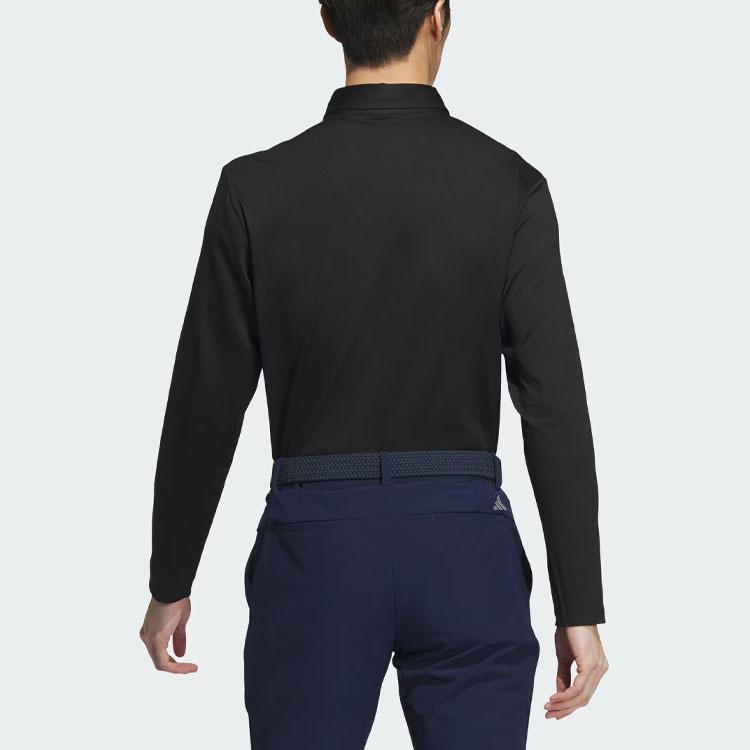 Adidas Aeroready Core Polo Shirt Solid Logo Golf Long Sleeve Polo Men tops Black IA2713