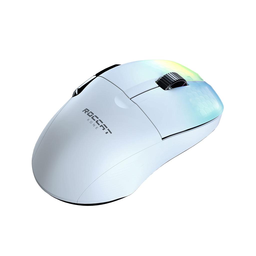 ROCCAT Kone Pro Air Wireless Gaming Optical Side Lightweight German Design Mouse, 2.4GHz/Bluetooth, White, Optical/19K Gold, Switches, Buttons, 75g,