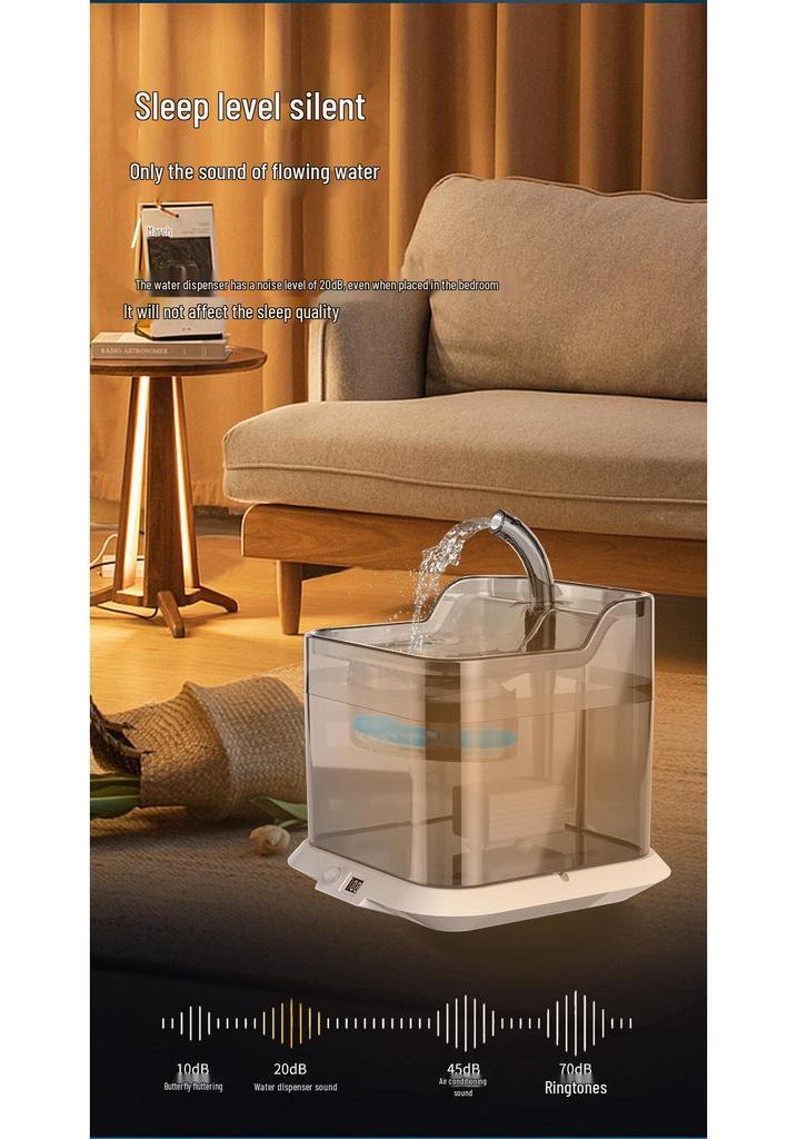 Smart Pet Water Dispenser with Automatic Circulation for Dogs & Cats - Quiet, Sensor-Activated Drinking Device