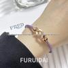 Fei Jia February Birthstone Purple Horseshoe Buckle Unisex DIY Bracelet