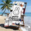 Custom Name Personalized Miffy Print Beach Towel, for Trip Camping Beach Party Home Decor, Birthday Gift for Family & Friends
