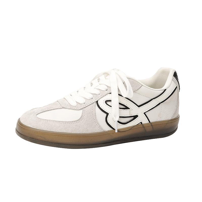 

Весна новая кожа ретро дышащие круглый носок шнуровка толстая подошва легкие немецкие тренировочные туфли на доске женские 40