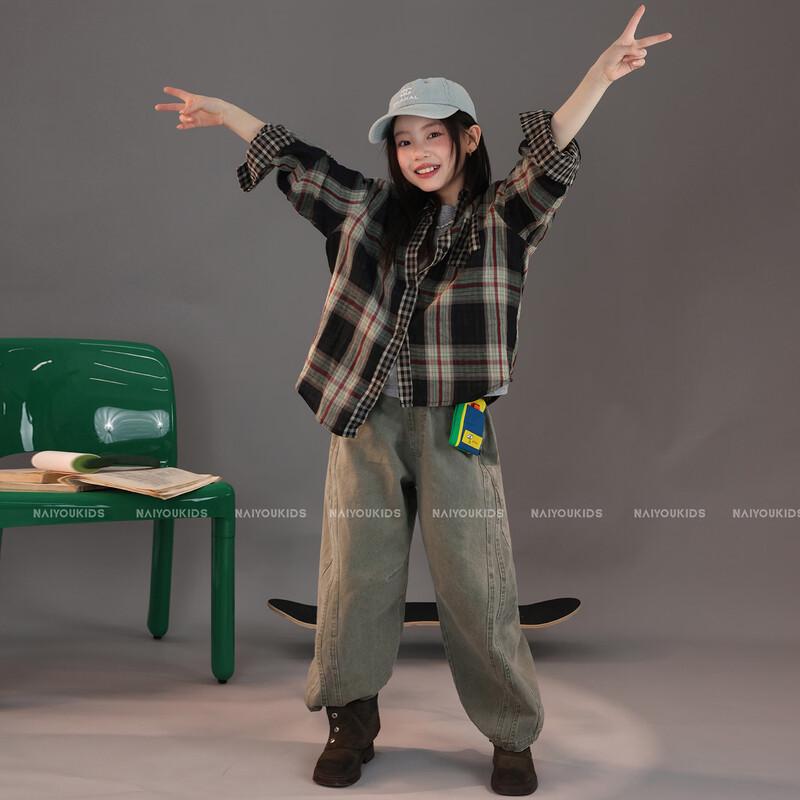NAIYOUKIDS Babage Girls' Plaid Long-Sleeve Shirt